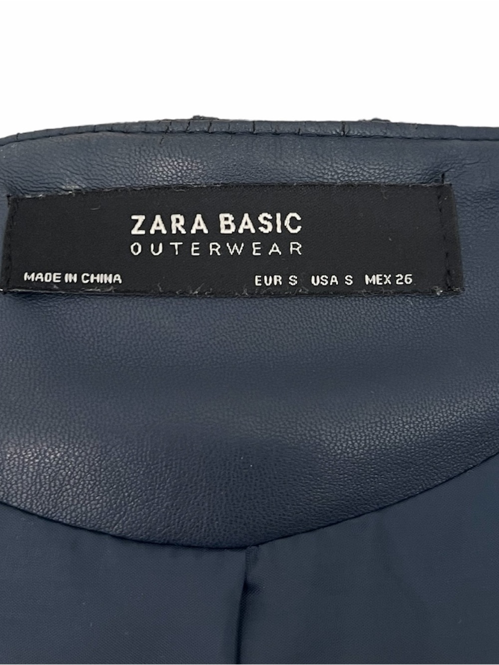 Zara Ruffled Navy Pleather Jacket - Picture 5 of 5